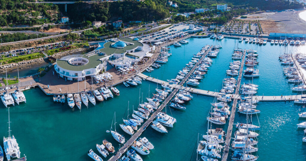 Capo d'Orlando Marina with yachts and panoramic sea view