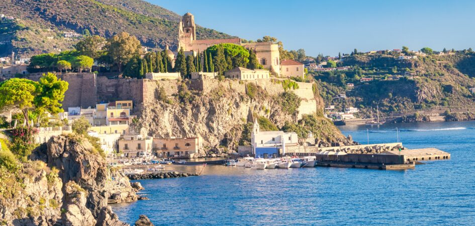 Lipari Aeolian Islands coastal landscape maritime panorama sailing