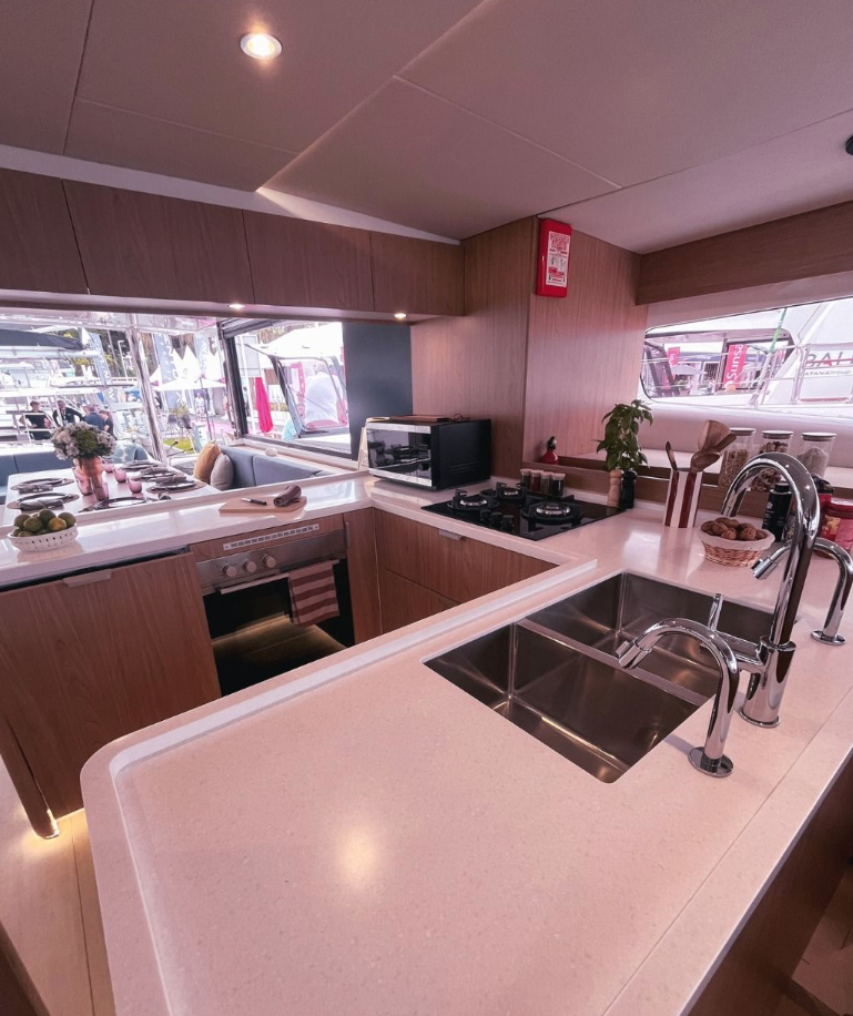 Fully equipped galley aboard a BALI catamaran – MySailCruise